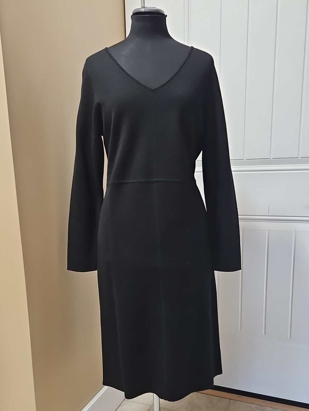 Talbots Merino Wool Midi Sweater Dress L Petite In Black